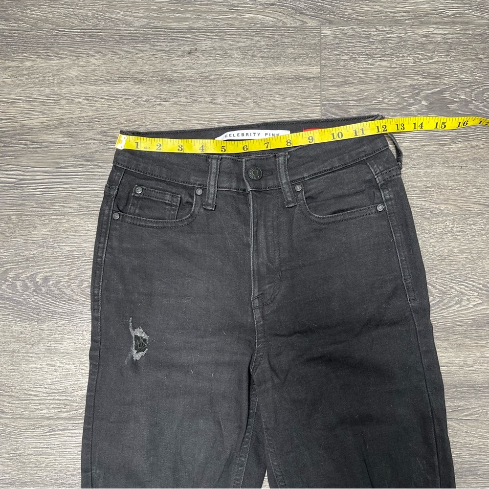 Celebrity Pink Woman's Distressed Black Skinny Jeans Size 25 - Picture 3 of 8